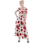 Valentine s stamped hearts pattern Button Up Short Sleeve Maxi Dress