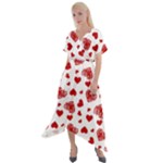 Valentine s stamped hearts pattern Cross Front Sharkbite Hem Maxi Dress