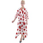 Valentine s stamped hearts pattern Quarter Sleeve Wrap Front Maxi Dress