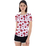 Valentine s stamped hearts pattern Back Cut Out Sport Tee