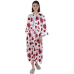 Valentine s stamped hearts pattern Maxi Satin Kimono