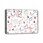 Valentine s pattern with hand drawn hearts Mini Canvas 7  x 5  (Stretched)