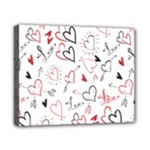 Valentine s pattern with hand drawn hearts Canvas 10  x 8  (Stretched)