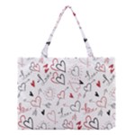 Valentine s pattern with hand drawn hearts Medium Tote Bag