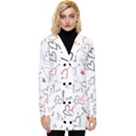 Valentine s pattern with hand drawn hearts Button Up Hooded Coat 