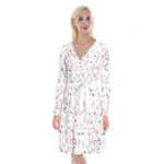 Valentine s pattern with hand drawn hearts Long Sleeve Velvet Front Wrap Dress