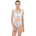 Valentine s pattern with hand drawn hearts Center Cut Out Swimsuit