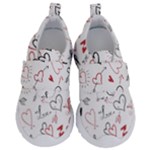 Valentine s pattern with hand drawn hearts Kids  Velcro No Lace Shoes