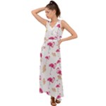 Flamingo nature seamless pattern V-Neck Chiffon Maxi Dress