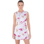 Flamingo nature seamless pattern Lace Up Front Bodycon Dress