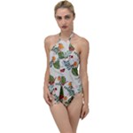 Tropical leaves and birds Go with the Flow One Piece Swimsuit