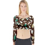 Easter rabbit pattern Long Sleeve Crop Top