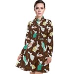 Easter rabbit pattern Long Sleeve Chiffon Shirt Dress