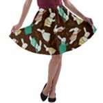 Easter rabbit pattern A-line Skater Skirt