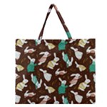 Easter rabbit pattern Zipper Large Tote Bag