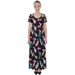 Easter rabbit pattern High Waist Short Sleeve Maxi Dress