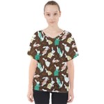 Easter rabbit pattern V-Neck Dolman Drape Top