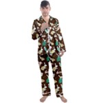 Easter rabbit pattern Men s Long Sleeve Satin Pajamas Set