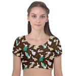 Easter rabbit pattern Velvet Short Sleeve Crop Top 