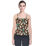 Easter rabbit pattern Velvet Spaghetti Strap Top
