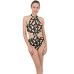 Easter rabbit pattern Halter Side Cut Swimsuit