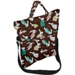 Easter rabbit pattern Fold Over Handle Tote Bag