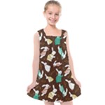 Easter rabbit pattern Kids  Cross Back Dress