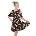 Easter rabbit pattern Kids  Shoulder Cutout Chiffon Dress