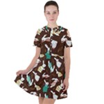 Easter rabbit pattern Short Sleeve Shoulder Cut Out Dress 