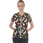 Easter rabbit pattern Short Sleeve Zip Up Jacket