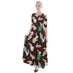 Easter rabbit pattern Half Sleeves Maxi Dress