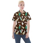 Easter rabbit pattern Women s Short Sleeve Pocket Shirt