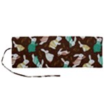 Easter rabbit pattern Roll Up Canvas Pencil Holder (M)