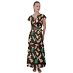 Easter rabbit pattern Flutter Sleeve Maxi Dress