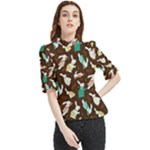 Easter rabbit pattern Frill Neck Blouse