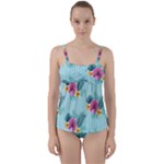 Floral tropical Twist Front Tankini Set