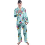 Floral tropical Men s Long Sleeve Satin Pajamas Set