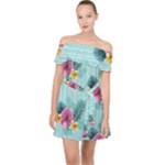 Floral tropical Off Shoulder Chiffon Dress