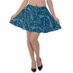 Blue ornaments pattern Velvet Skater Skirt