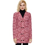 Elegant floral pattern Button Up Hooded Coat 