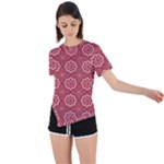 Elegant floral pattern Asymmetrical Short Sleeve Sports Tee