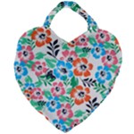 Spring Flowers Pattern Bag Giant Heart Shaped Tote