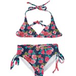 Red roses floral pattern Kids  Classic Bikini Set