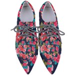 Red roses floral pattern Pointed Oxford Shoes