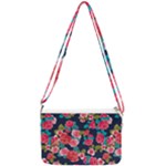 Red roses floral pattern Double Gusset Crossbody Bag
