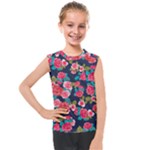 Red roses floral pattern Kids  Mesh Tank Top