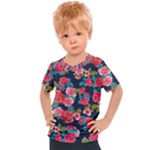 Red roses floral pattern Kids  Sports Tee