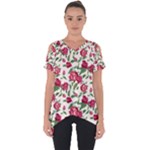 Red flowers floral seamless pattern Cut Out Side Drop Tee