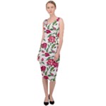 Red flowers floral seamless pattern Sleeveless Pencil Dress