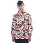 Red flowers floral seamless pattern Men s Front Pocket Pullover Windbreaker